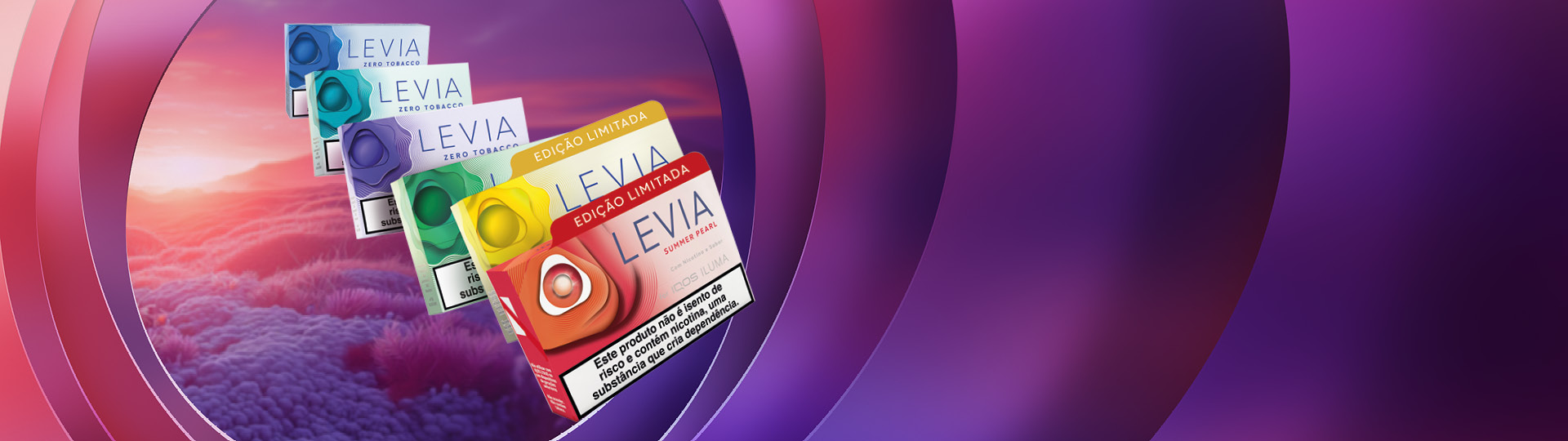 Imagem de LEVIA Glacial Beat, LEVIA Island Beat, LEVIA Electro Purple, LEVIA Green Sonata, LEVIA Yellow e LEVIA Summer Pearl.